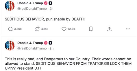 Trump minaccia sei parlamentari Dem: «Traditori punibili con la morte ...