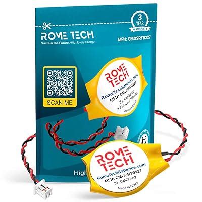 RomeTech Rome Tech CMOS Battery 3V CR2032 w 2-Pin Wire Cable India | Ubuy
