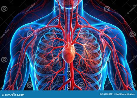 Detailed Medical Illustration of the Human Circulatory System Highlighting Heart, Veins, and ...