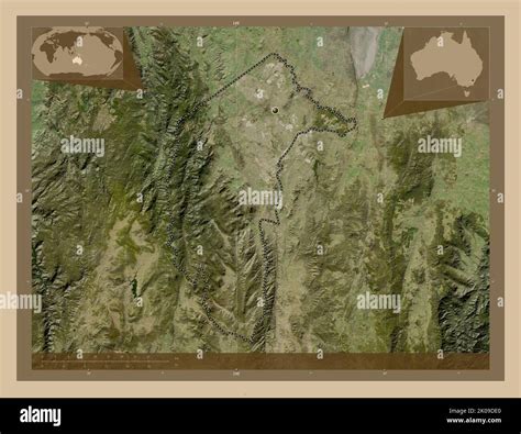 Australian Capital Territory, territory of Australia. Low resolution satellite map. Corner ...