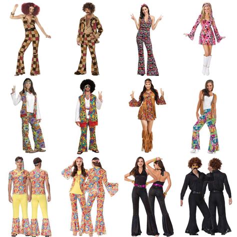 Retro 60s 70s Hippie Cosplay Carnival Halloween Costume for Men Women ...