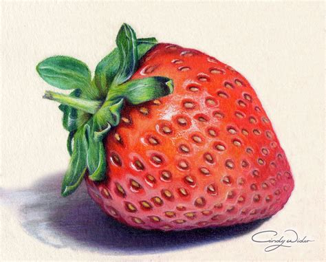 This strawberry was created with Prismacolour Pencils on Waterford ...