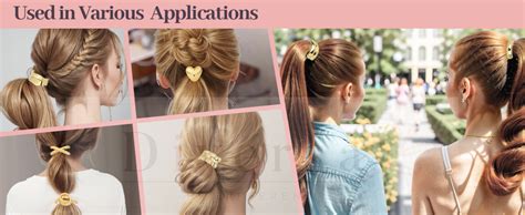 Diversa Metal Ponytail Hair Cuffs for Girls & Women, Glossy Elastic ...