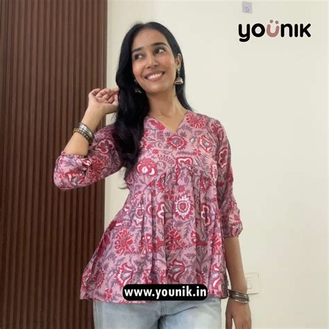Turkish Rose Pink Floral Printed Short Kurti – YOUNIK
