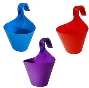 TechBlaze Plastic Vertical Hook Hanging Planters Balcony Hanging Flower ...