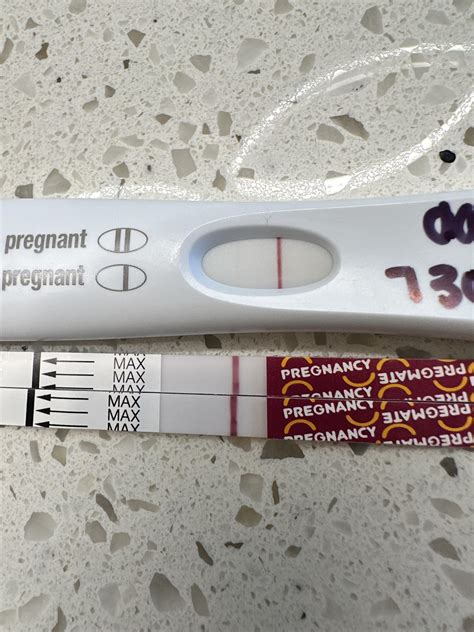 FRER & Pregmate tests. Unknown cycle day. 5dpt. Photo taken within test ...