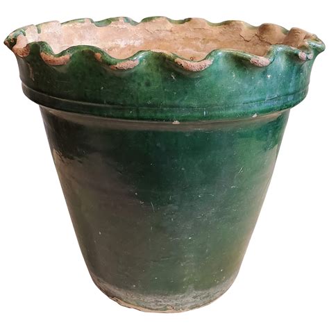 Late 19th Century Large Green Glazed Terracotta Flower Pot at 1stDibs ...