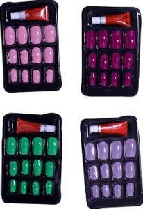 Beautica Artificial Fake Nails Fringed IRIS Shiny Matt Colorful Fake ...
