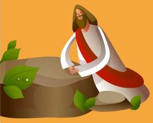 KD Jesus Christ sitting by stone Sticker Poster|Religious poster ...