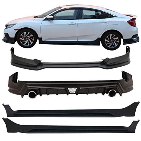 Buy Front Bumper Lip + Rear Diffuser + Side Skirts Fits 2016-2018 Honda ...