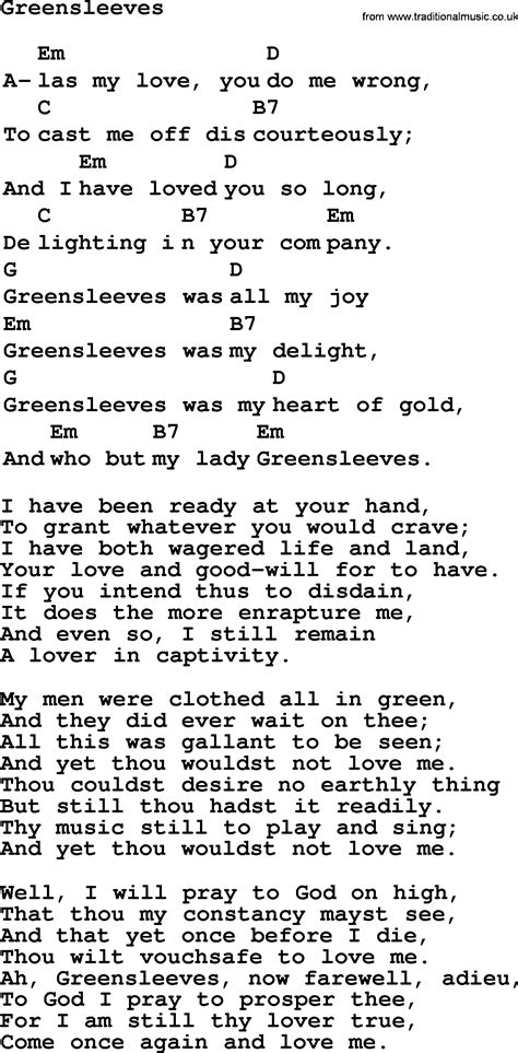 Greensleeves Lyrics Greensleeves Piano Sheet Music Easy Folk Song In