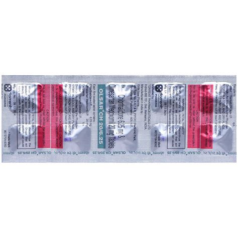 Olsar CH 20 mg/6.25 mg Tablet 10's Price, Uses, Side Effects ...
