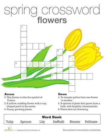 Spring Flowers Crossword Puzzle