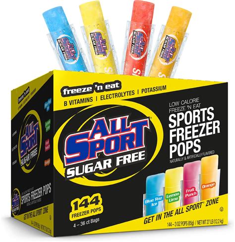 Amazon.com: All Sport Sugar-Free - Freezer Pops, Giant Sized 3oz, 144 ...