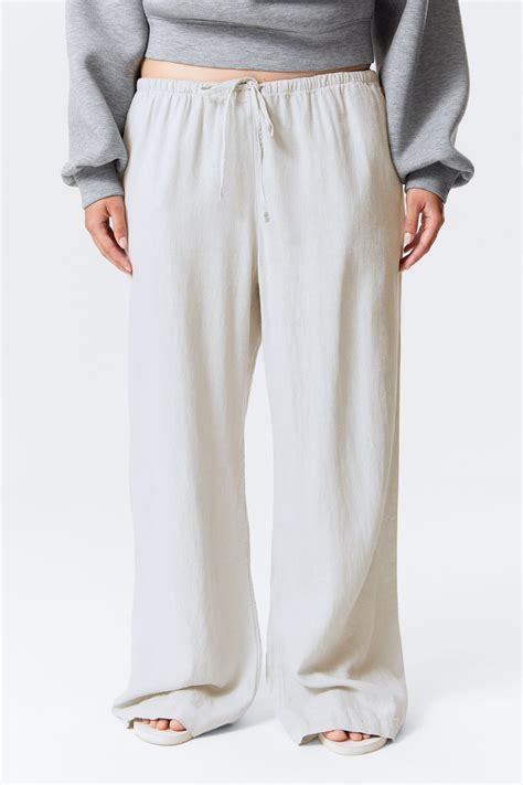 low rise linen-blend trousers - Light Grey | Weekday DK