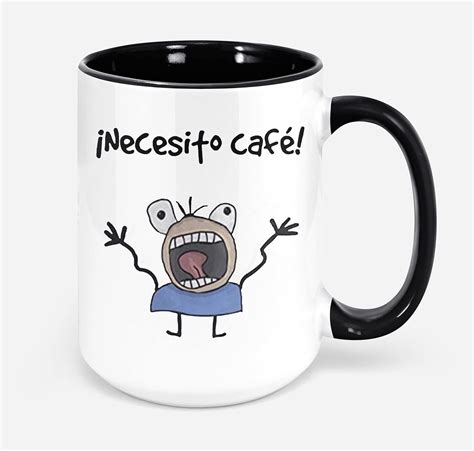 Amazon.com: Spanish Ceramic Coffee Mug - Necesito Cafe Funny Spanish ...