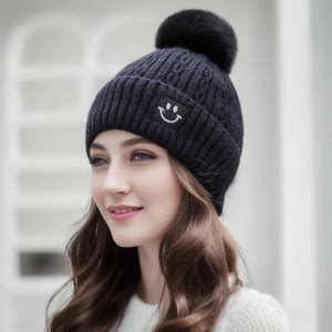 Winity Cute woolen warm ( soft warm fur inside pom-pom on top ) winter ...