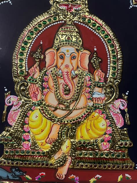 Vinayakar Tanjore painting 10x8 inch – KnowHowArtCraft