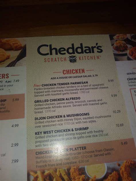 Menu at Cheddar's Scratch Kitchen restaurant, Slidell, 160 Town Center Pkwy