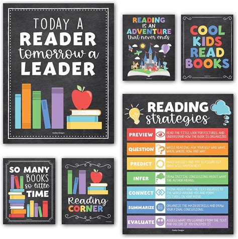 Buy 6 Colorful Reading Posters For Classroom Library Decorations For ...
