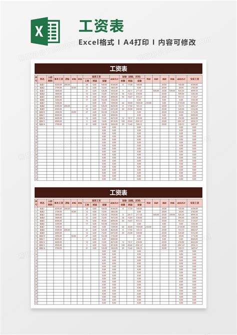 企业员工工人工资表Excel模板下载_熊猫办公