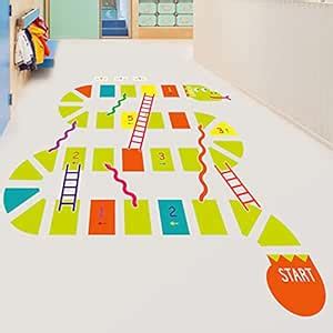 HUANLE Kids DIY Lattice Floor Sticker Hopscotch Footprint Room Decor ...