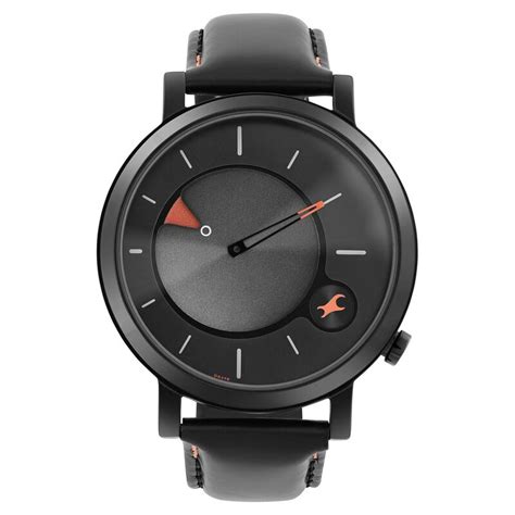 Buy Online Fastrack MetaWe Quartz Analog Black Dial Leather Strap Watch ...