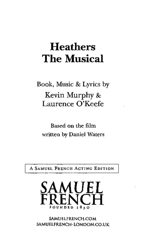 Heathers: The Musical Script (Final Edition - Performance Rights) - Studocu