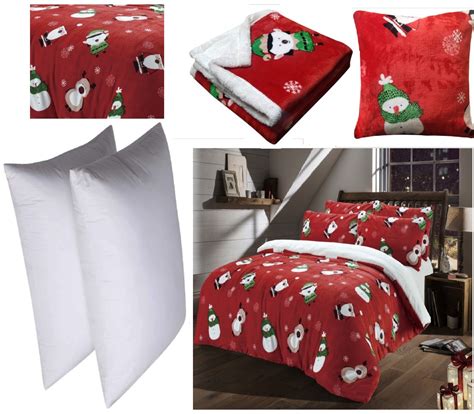 Kids Teddy Fleece Christmas Friends Bedding Bundle Red Cosy Warm ...
