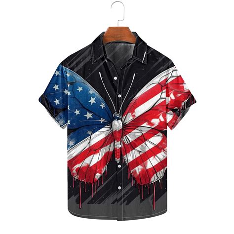 American Flag Shirts for Men Patriotic Shirt Mens Red White and Blue ...