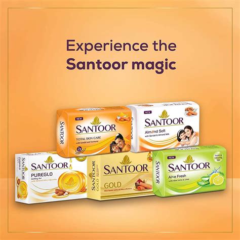 Buy SANTOOR SANDAL AND TURMERIC SOAP (PACK OF 4 SOAPS) - 150 GM EACH ...