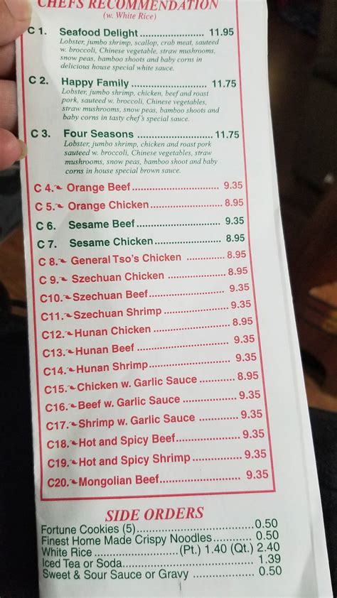 Menu at Jin Jin restaurant, Florence