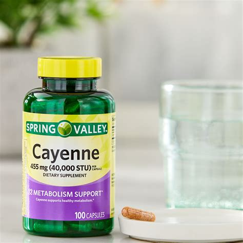 Spring Valley Cayenne Dietary Supplement Capsules for Metabolism Support, 455 mg, 100 Count HSA ...