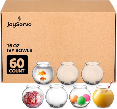 Amazon.com: JoyServe 16 Oz Plastic Fish Bowl (60 Pack) 4 Inch Heavy ...