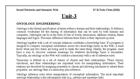 Social Networks and Semantic Web IV B.Tech I Sem (R20) Ontology ...