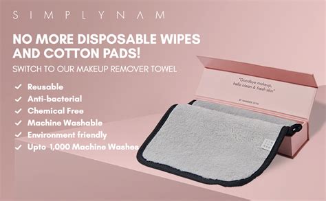 SIMPLYNAM Makeup Remover Towel | Chemical-Free, Reusable for 5 Years ...