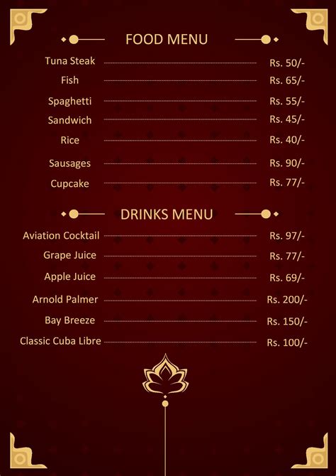 WORD of Food & Drinks Menu Card.docx | WPS Free Templates
