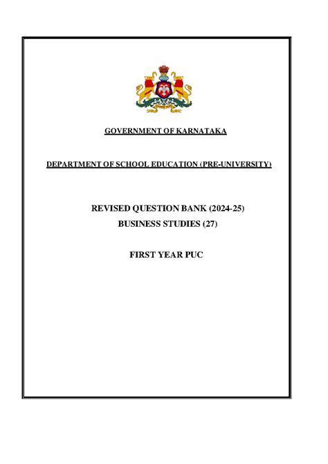 GOVERNMENT OF KARNATAKA PUC BUSINESS STUDIES QUESTION BANK - Studocu