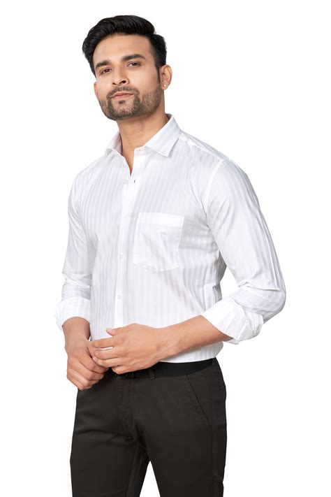 WHITE COLOUR STRIPED FULL SLEEVES FORMAL SHIRT – Atlance