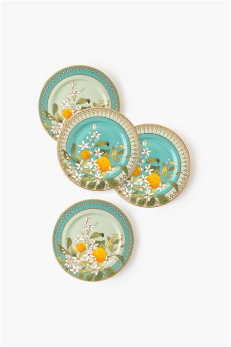 Set Of 4- Tangerine Tea Plates