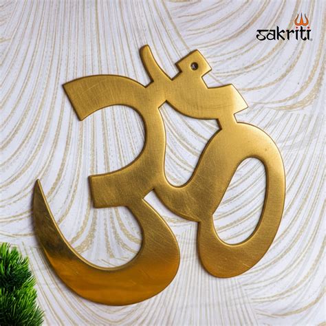 Sacred Needs Brass Hindi Om Wall Mount – 14.5 Inch Height (13 Inch Wid