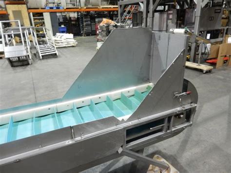 Used Blue Belt Incline Conveyor For Sale. - High Performance Packaging