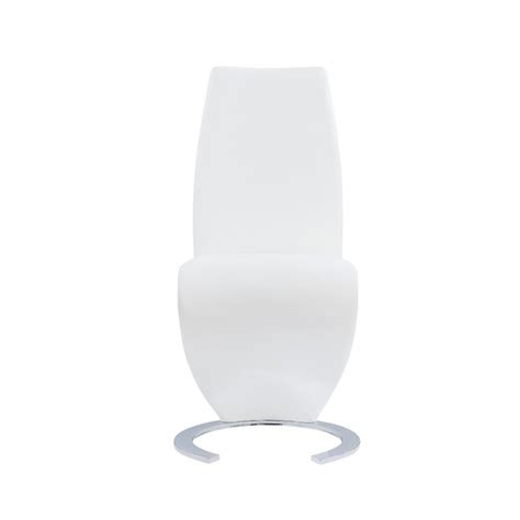 HomeRoots Set of 2 White Z Shape design Dining Chairs with Horse Shoe ...