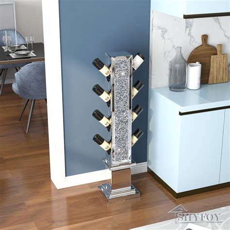 Amla 8 Bottle Floor Wine Bottle Rack in Silver