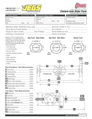 Axle Order Form - Fill Online, Printable, Fillable, Blank | pdfFiller