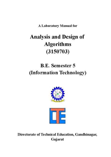 3150703-ADA IT - Lab Manual for Algorithms Analysis and Design - Studocu