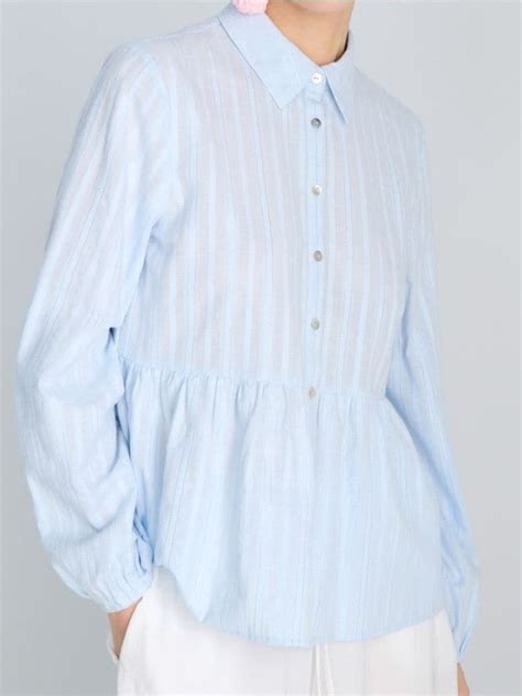 Bluză cămașă în dungi Culoare albastru-pal - SINSAY - 638DA-05X