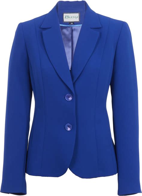 Busy Women's Office Suit Jacket Blazer Royal Blue: Amazon.co.uk: Clothing