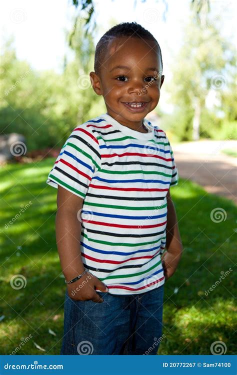 Cute Little African American Baby Boy Smiling Stock Image - Image of ...