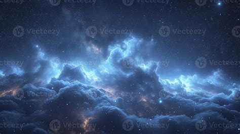 AI generated a clear night sky with the appearance of Noctilucent clouds that glow in the dark ...